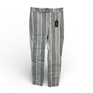Express Striped Ankle Pants - White and Blue